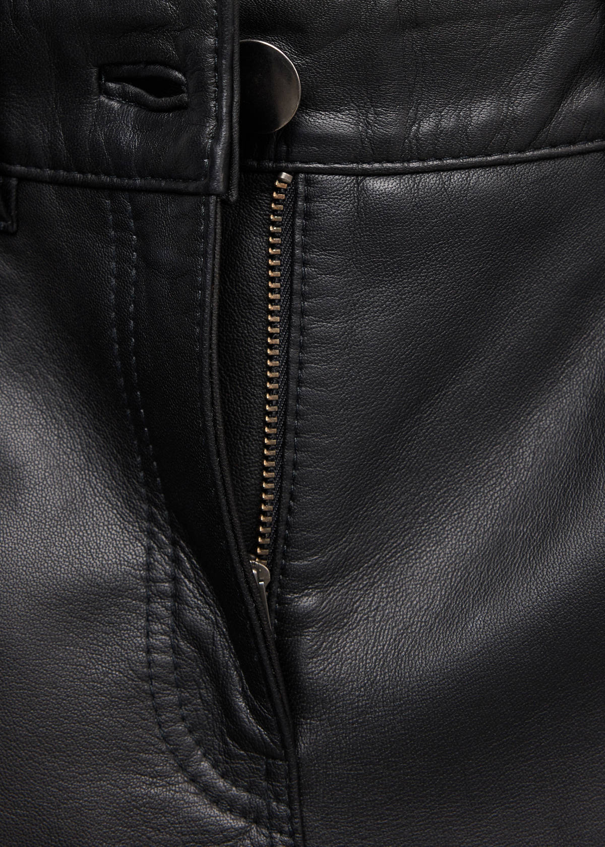 Straight-fit leather trousers — Black
