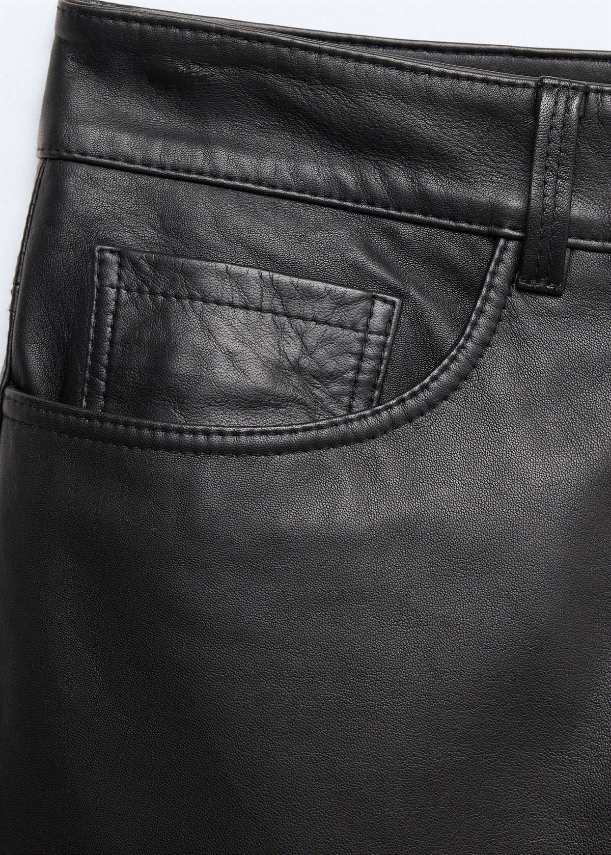 Straight-fit leather trousers — Black