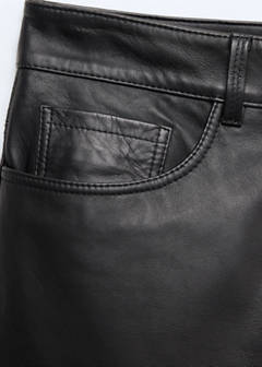 Straight-fit leather trousers — Black 7