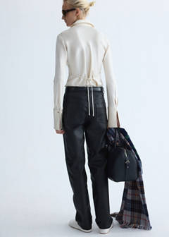 Straight-fit leather trousers — Black 10