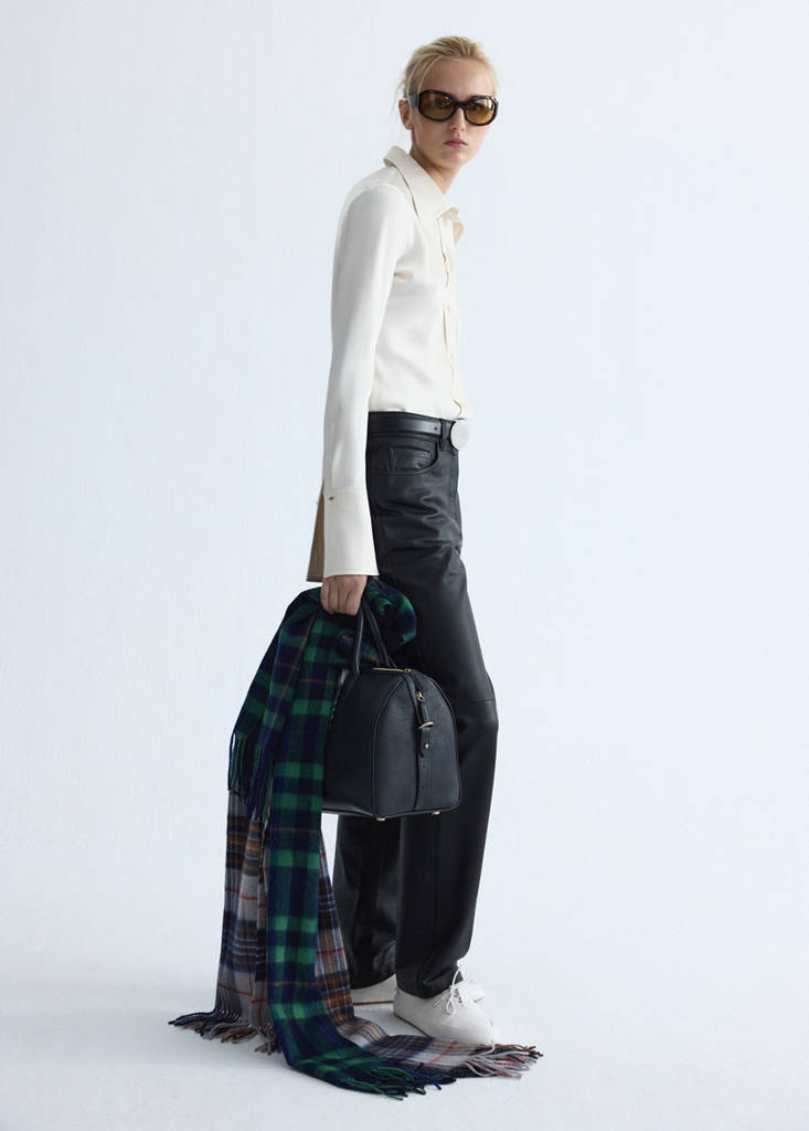 Straight-fit leather trousers — Black