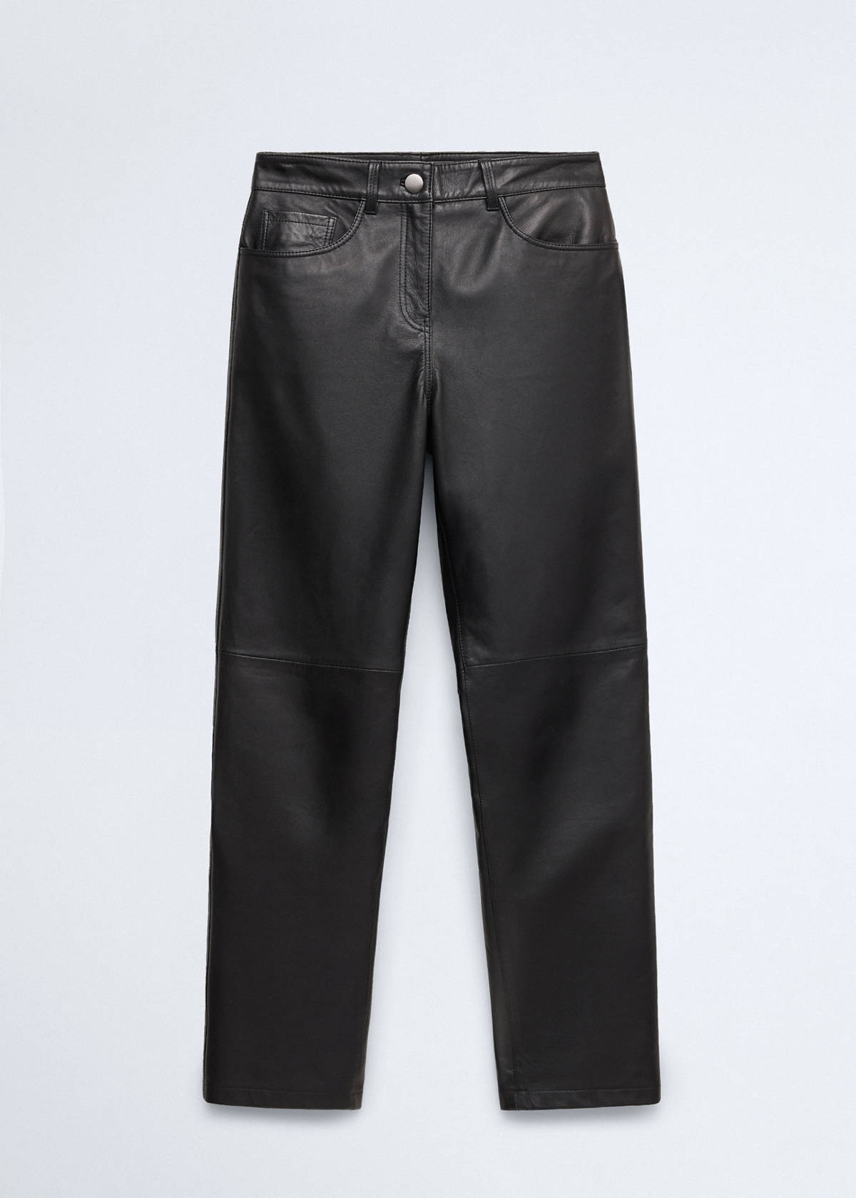 Straight-fit leather trousers — Black