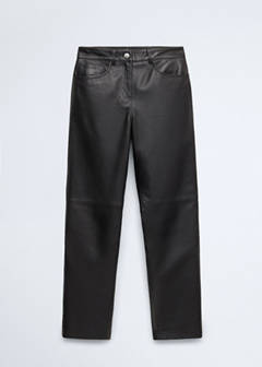 Straight-fit leather trousers — Black 5