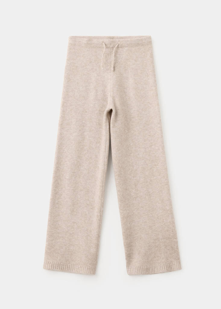 Spodnie wide leg z dzianiny beżowy - Dzieci - 9-10 lata - MANGO KIDS