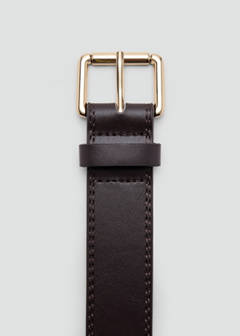 Wide faux leather belt with metal buckle — Chocolate 3