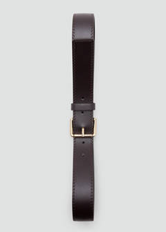 Wide faux leather belt with metal buckle — Chocolate 4