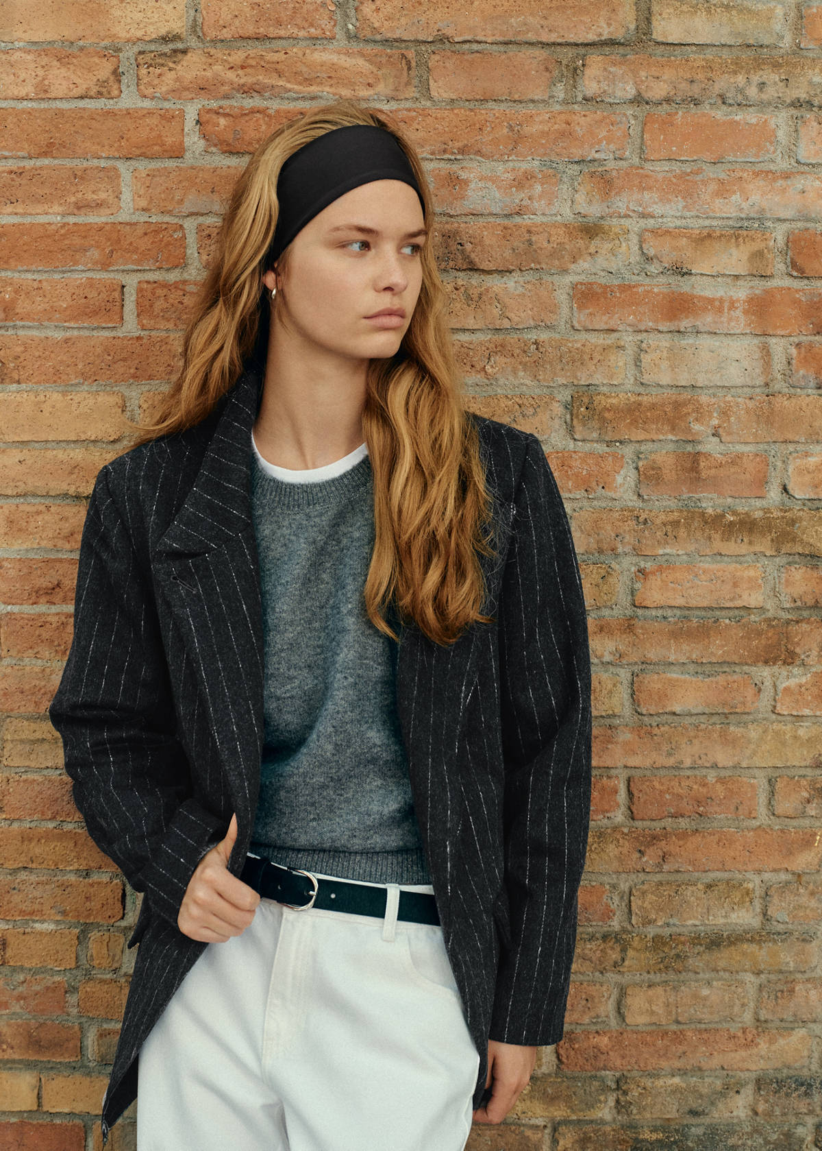 Wool blazer with a high collar — Grey