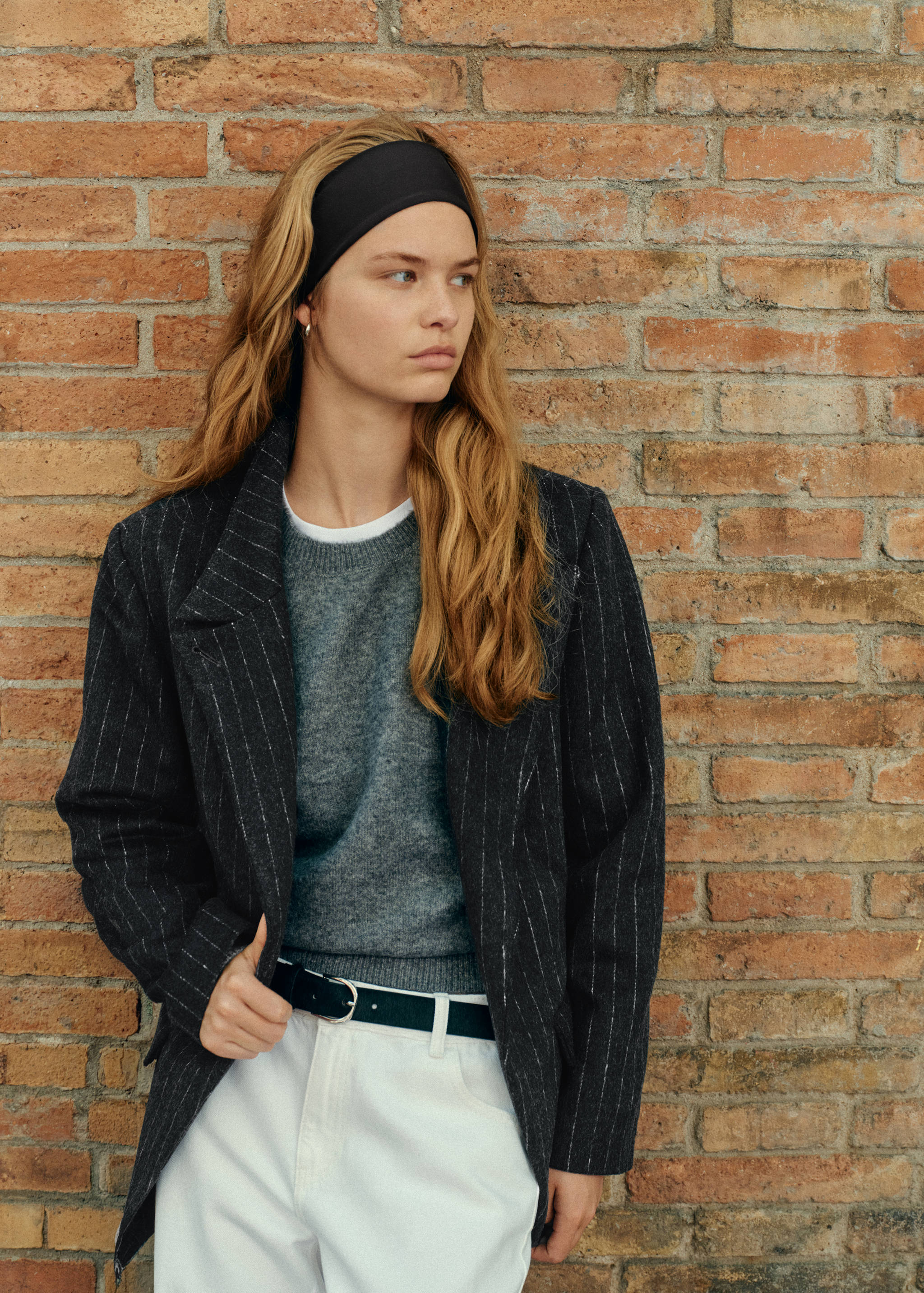 Wool blazer with a high collar - Medium plane