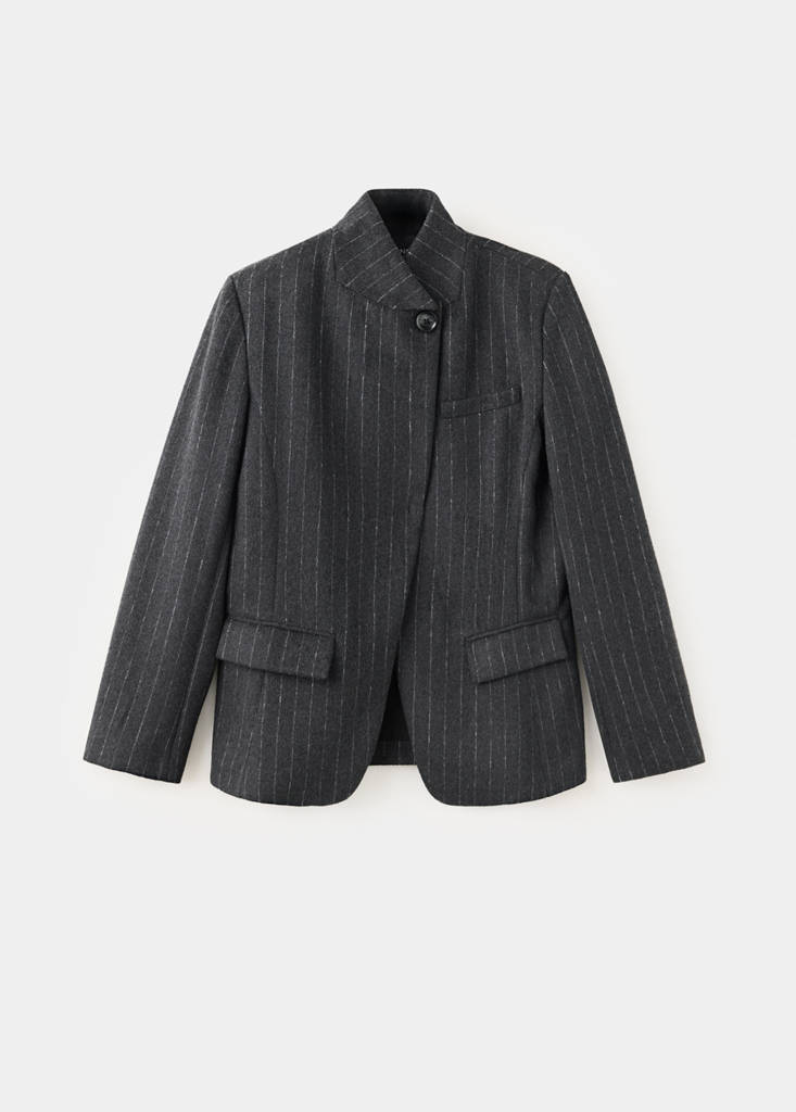 High-necked woollen blazer — Grey