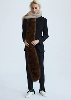 Faux fur contrast scarf — Beige 1