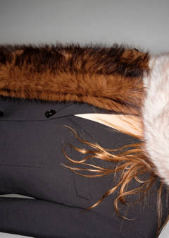 Faux fur contrast scarf — Beige 9