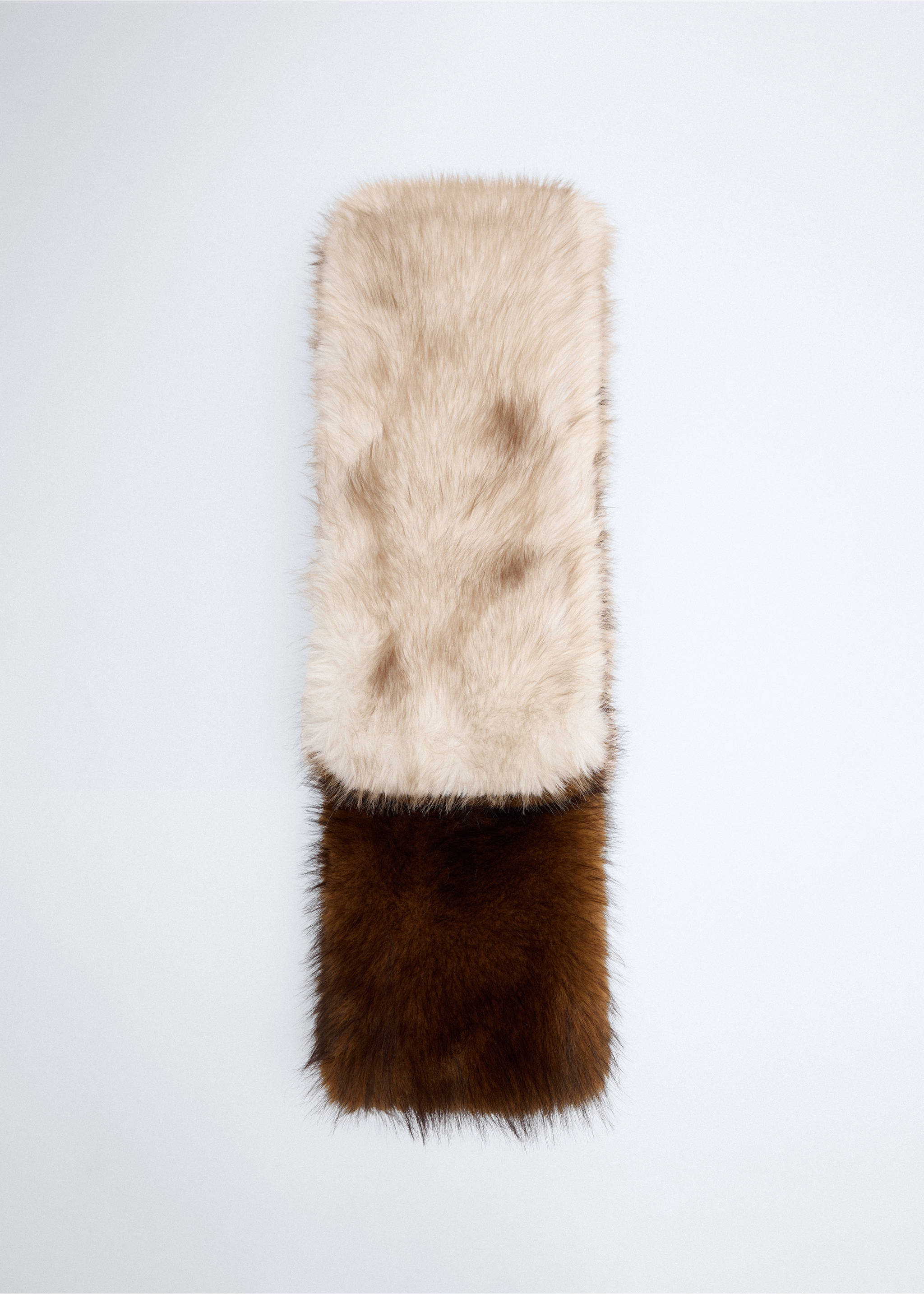 Faux fur contrast scarf - Article without model, Beige. Ref: 37086357-00.