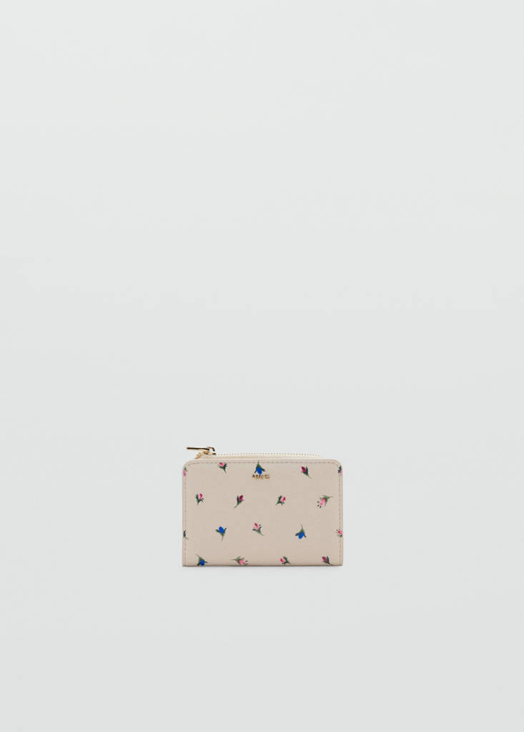 Floral print metallic coin purse — Off White