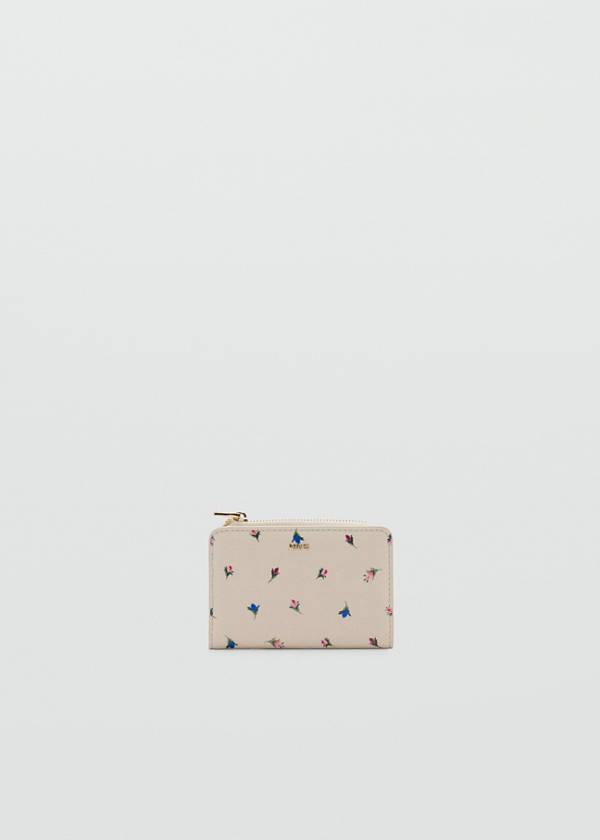Floral print metallic coin purse — Off White