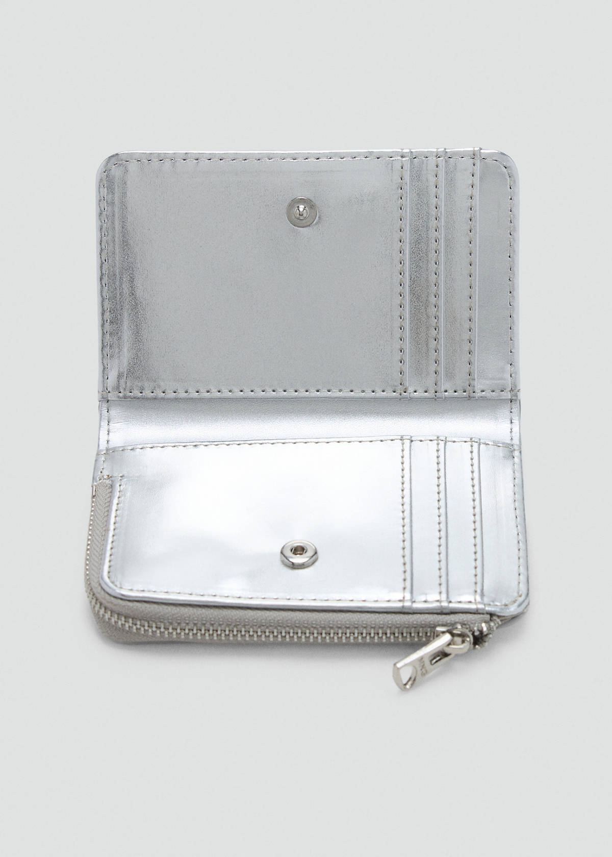 Floral print metallic coin purse — Silver
