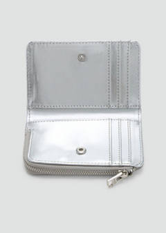 Floral print metallic coin purse — Silver 3