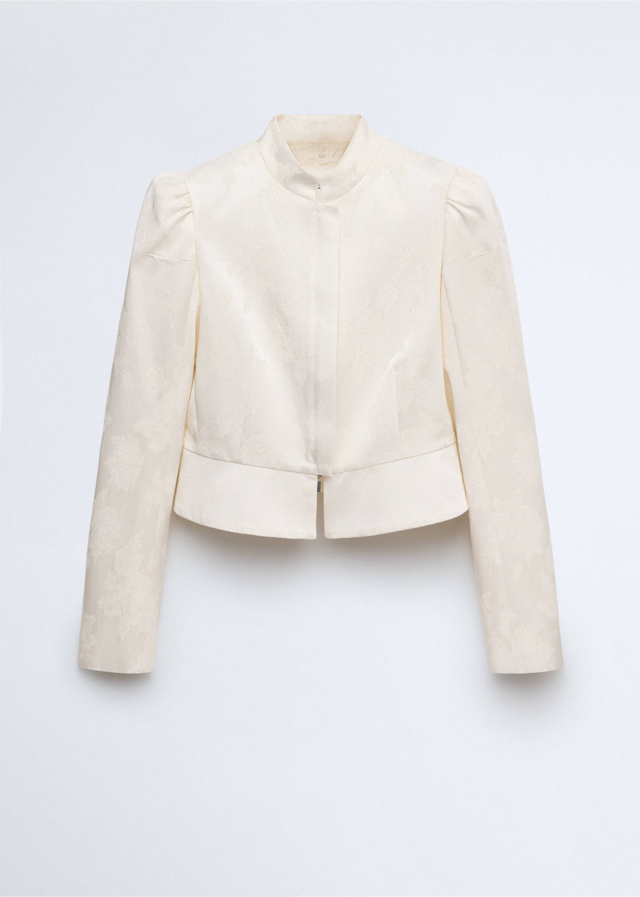 Jacquard jacket with stand collar - Article without model, Ecru. Ref: 37086363-00.