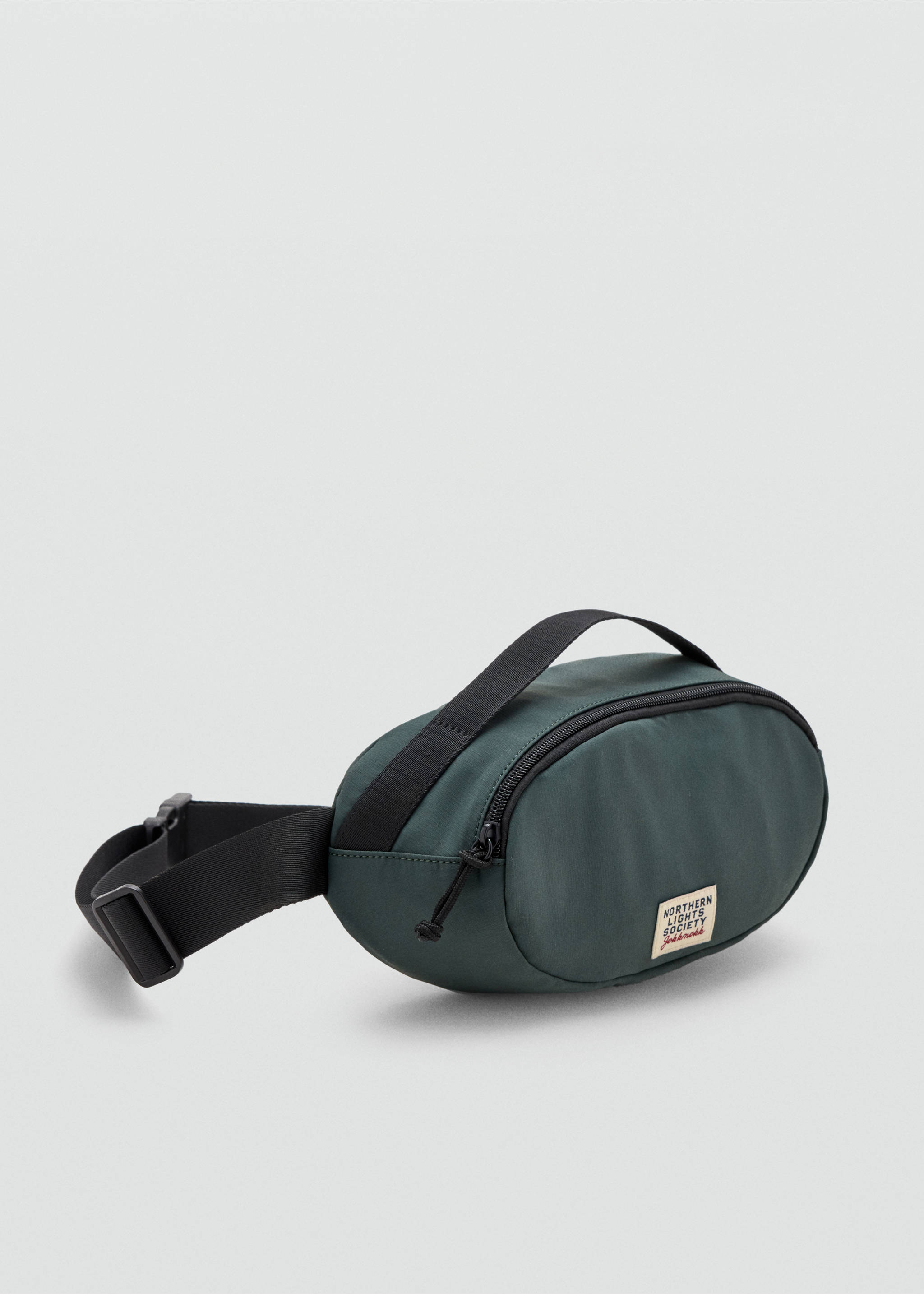 Sac banane en nylon avec texte brodé - Plan moyen, Kaki. Ref: 37086368-00.