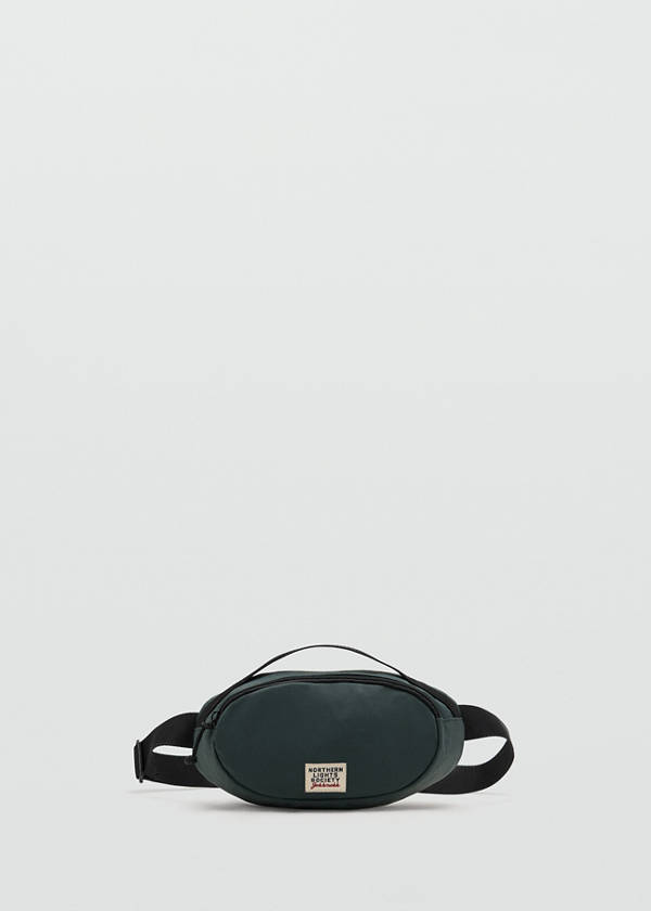 Nylon bum bag with embroidered lettering — Khaki