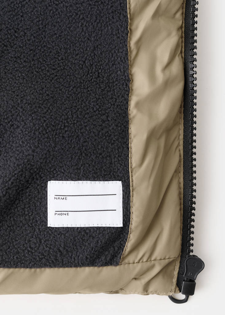 Long padded anorak with hood — Sand