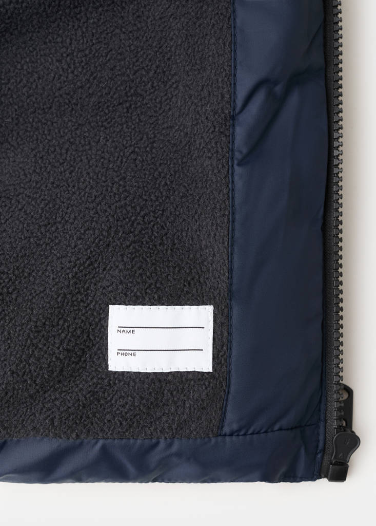 Long padded anorak with hood — Navy