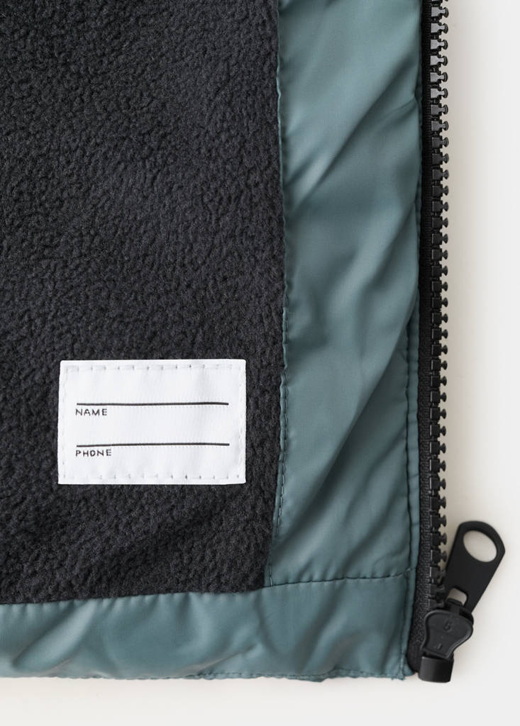 Long padded anorak with hood — Petrol Blue