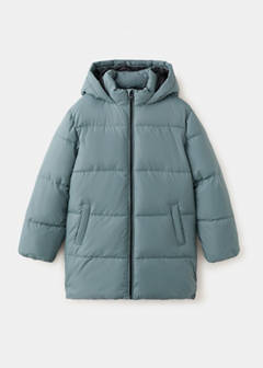 Long padded anorak with hood — Petrol Blue 3