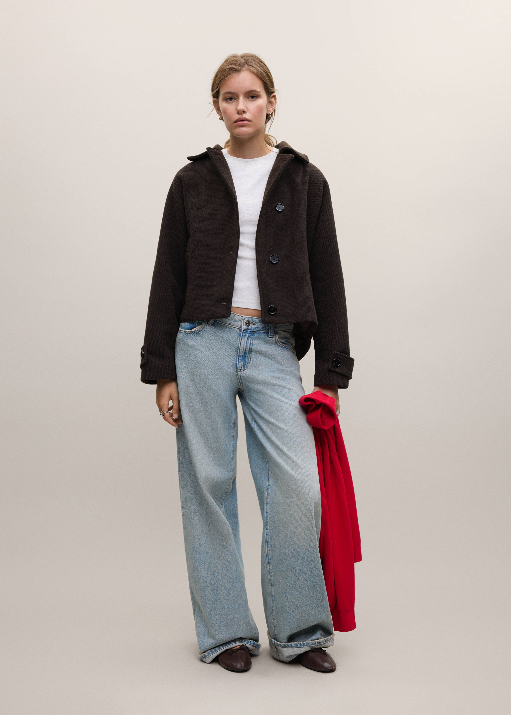 Wool double-breasted coat - General plane