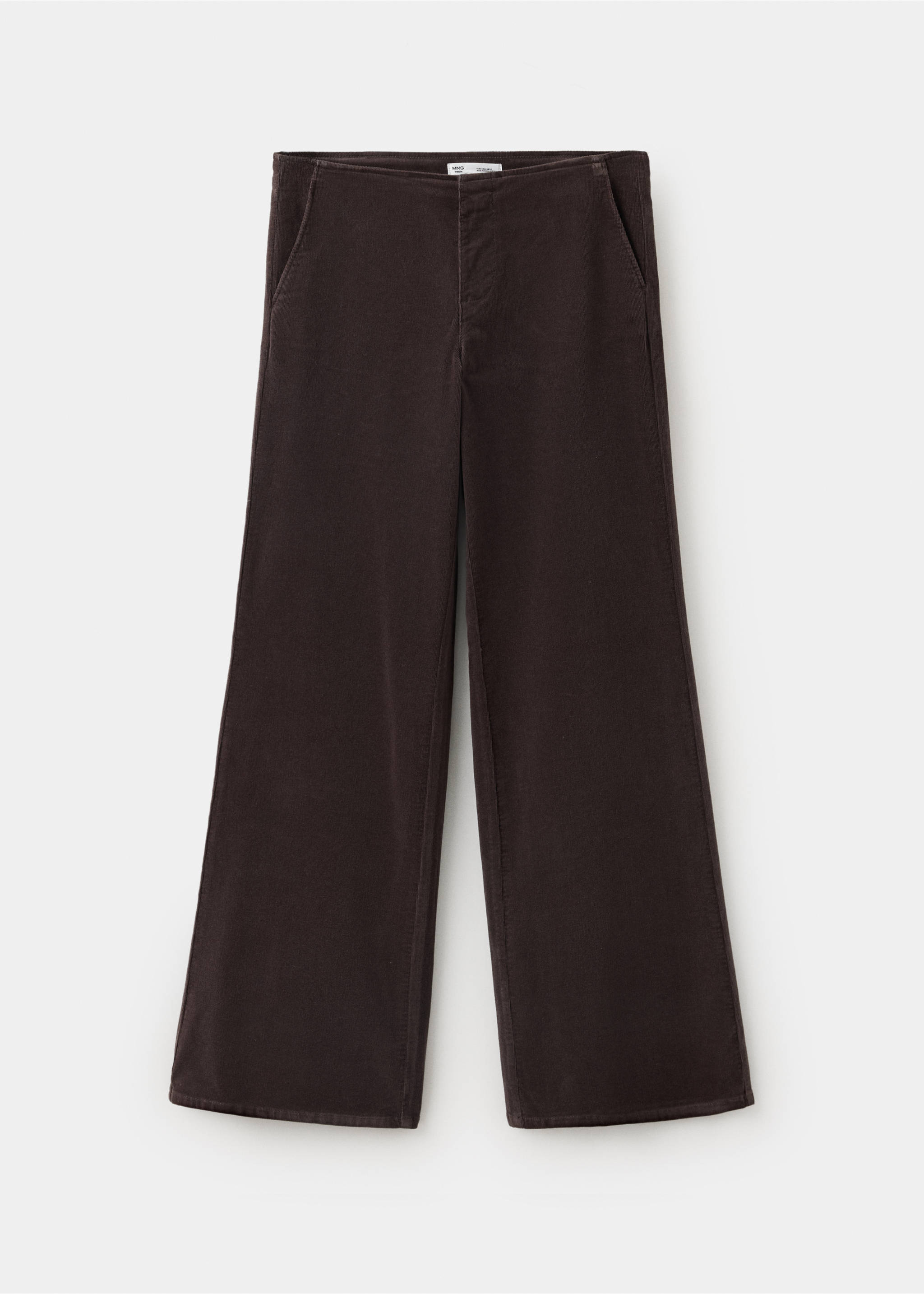 Dark brown corduroy trousers with a straight wide-leg fit., Chocolate. Ref: 37086723-00.