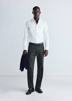 Slim fit comfort stretch non-iron cotton shirt — White 2