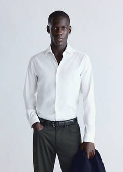 Slim fit comfort stretch non-iron cotton shirt — White 1
