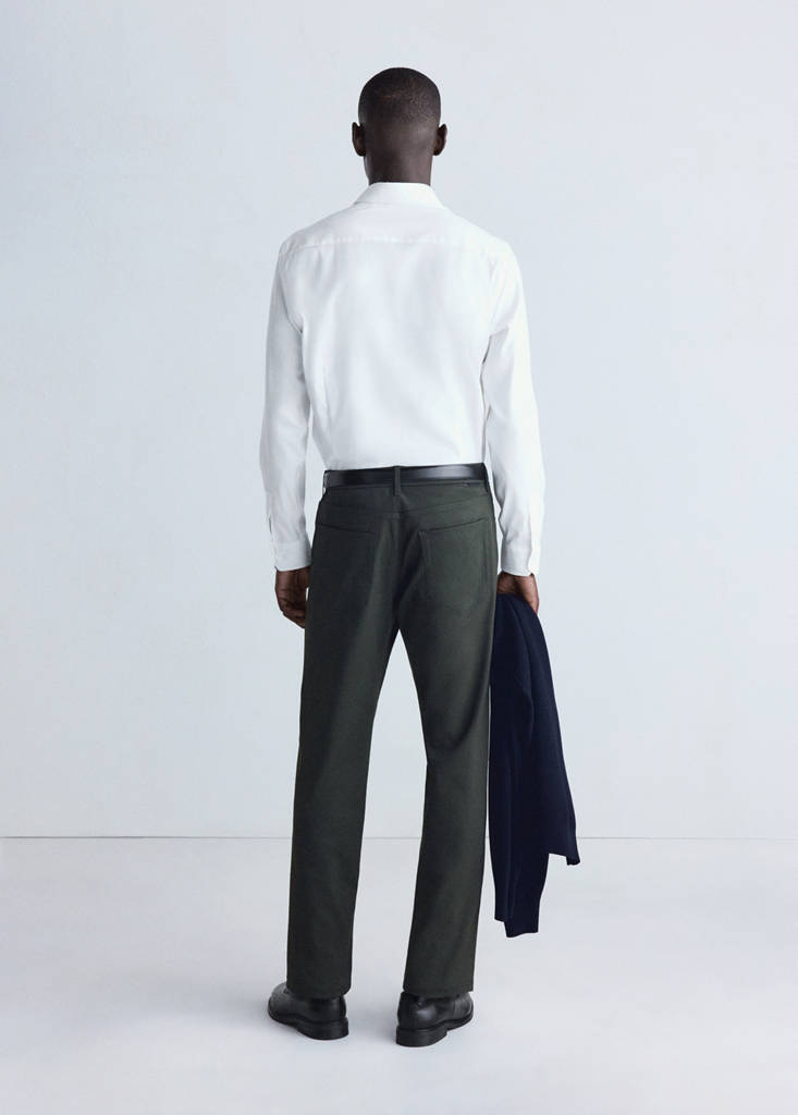 Slim fit comfort stretch non-iron cotton shirt — White