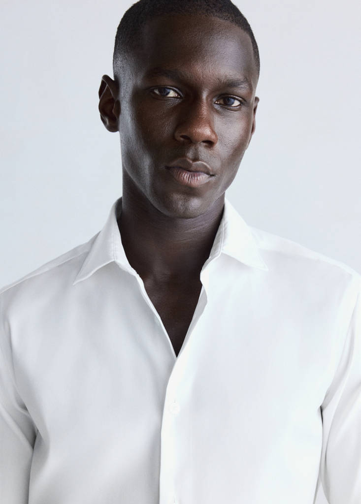 Slim fit comfort stretch non-iron cotton shirt — White