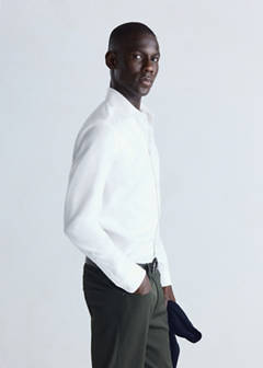 Slim fit comfort stretch non-iron cotton shirt — White 5