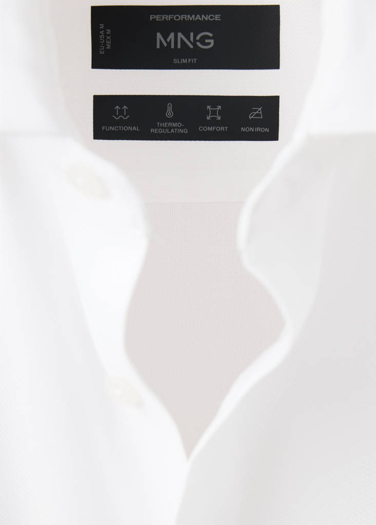 Slim fit comfort stretch non-iron cotton shirt — White