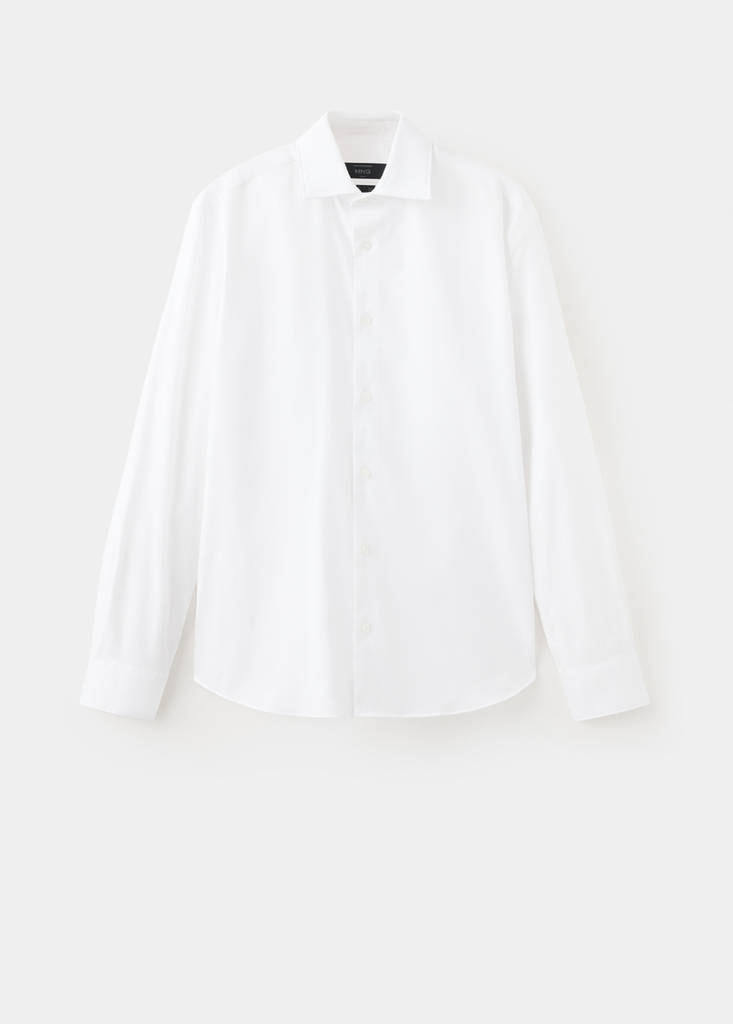 Slim fit comfort stretch non-iron cotton shirt — White