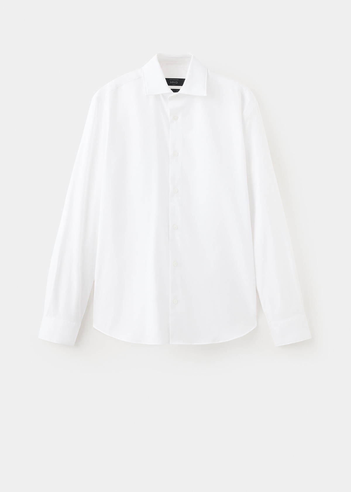 Slim fit comfort stretch non-iron cotton shirt — White