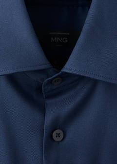 Slim fit comfort stretch non-iron cotton shirt — Ink Blue 8