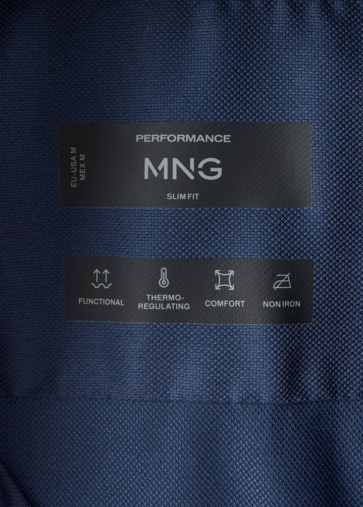 Slim fit comfort stretch non-iron cotton shirt — Ink Blue