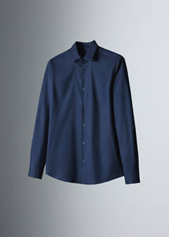 Slim fit comfort stretch non-iron cotton shirt — Ink Blue 6