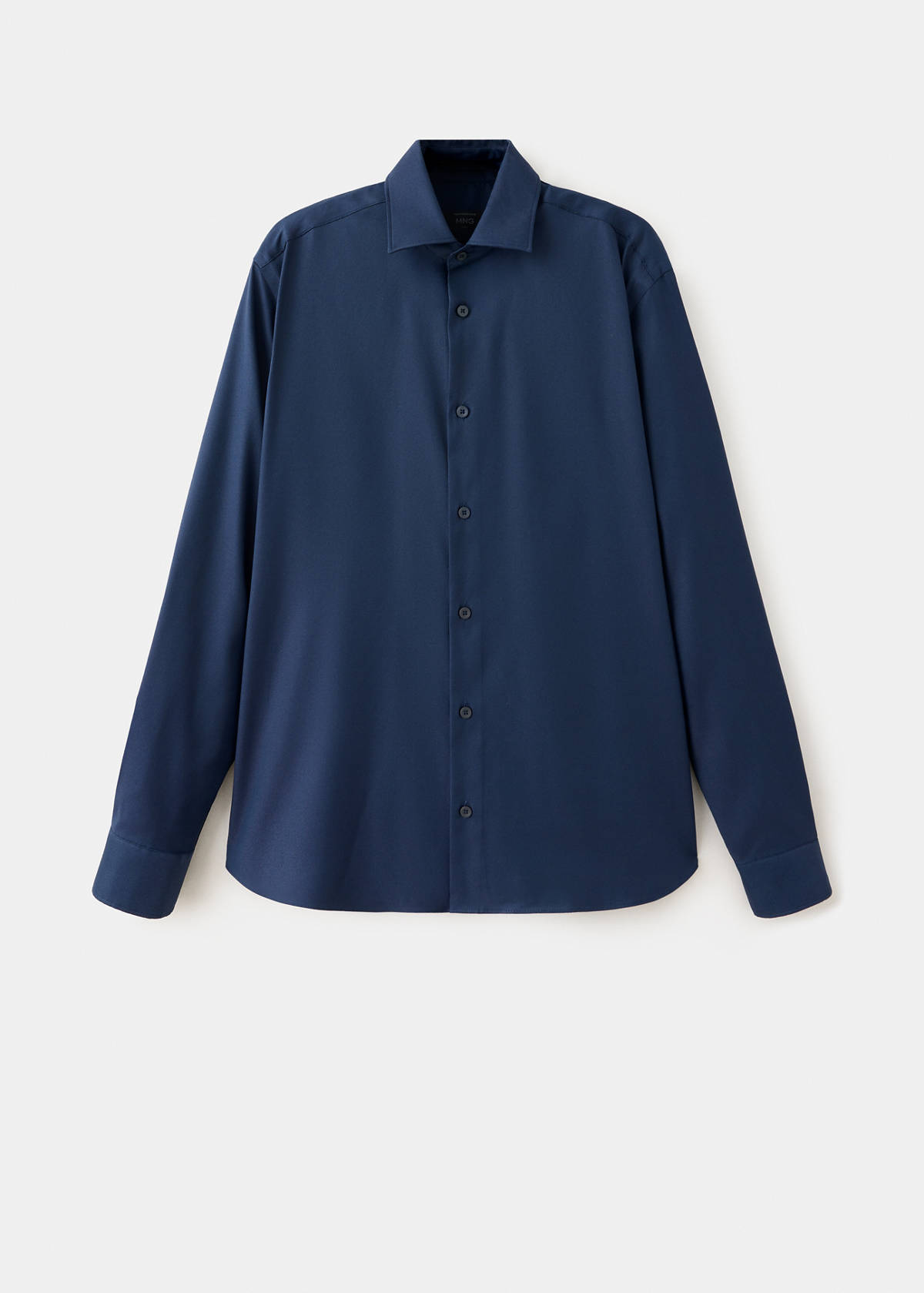 Slim fit comfort stretch non-iron cotton shirt — Ink Blue