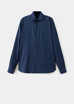 Slim fit comfort stretch non-iron cotton shirt — Ink Blue 7