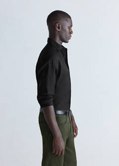 Slim fit comfort stretch non-iron cotton shirt — Black 5