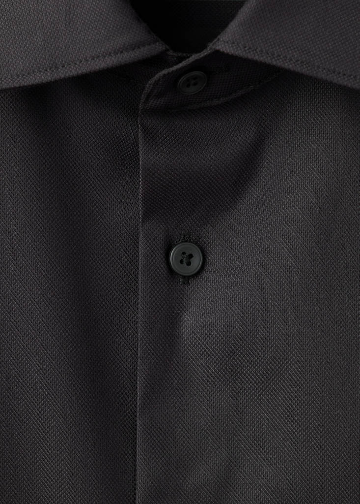 Slim fit comfort stretch non-iron cotton shirt — Black