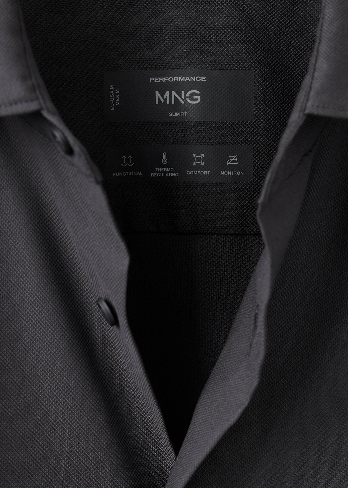 Slim fit comfort stretch non-iron cotton shirt — Black