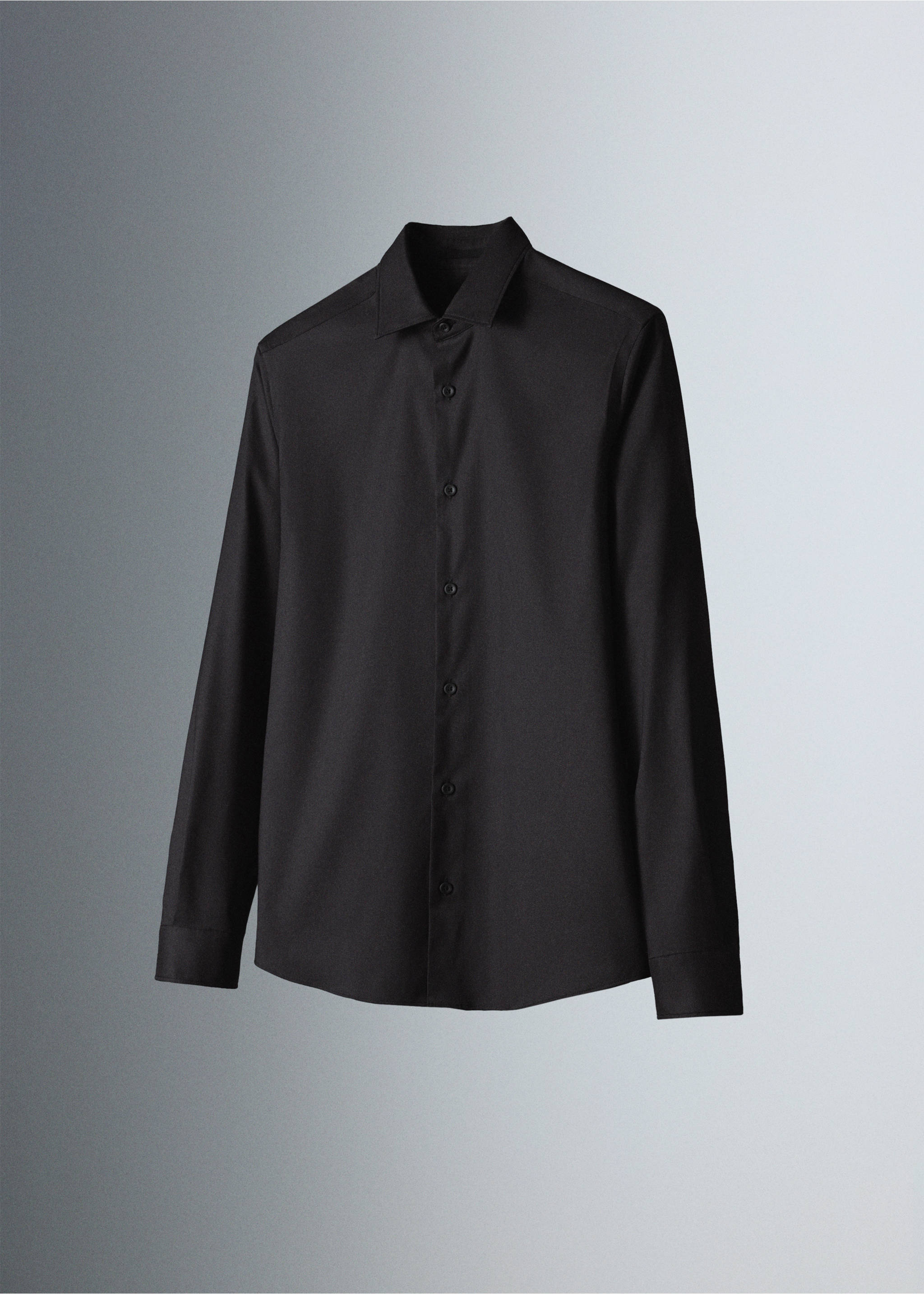 Slim fit comfort stretch non-iron cotton shirt - Details of the article 5, Black. Ref: 37086725-00.