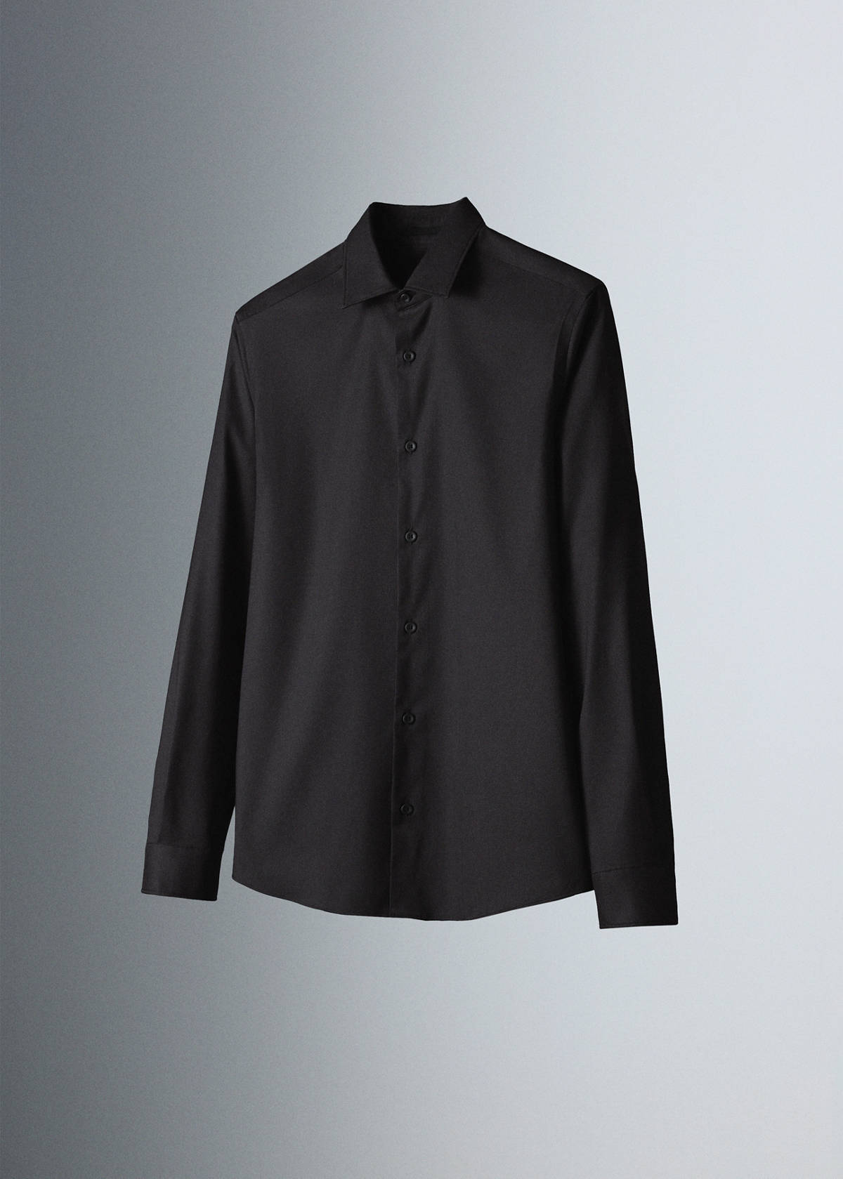 Slim fit comfort stretch non-iron cotton shirt — Black