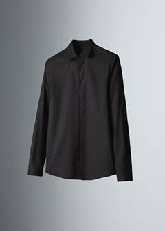 Slim fit comfort stretch non-iron cotton shirt — Black 6