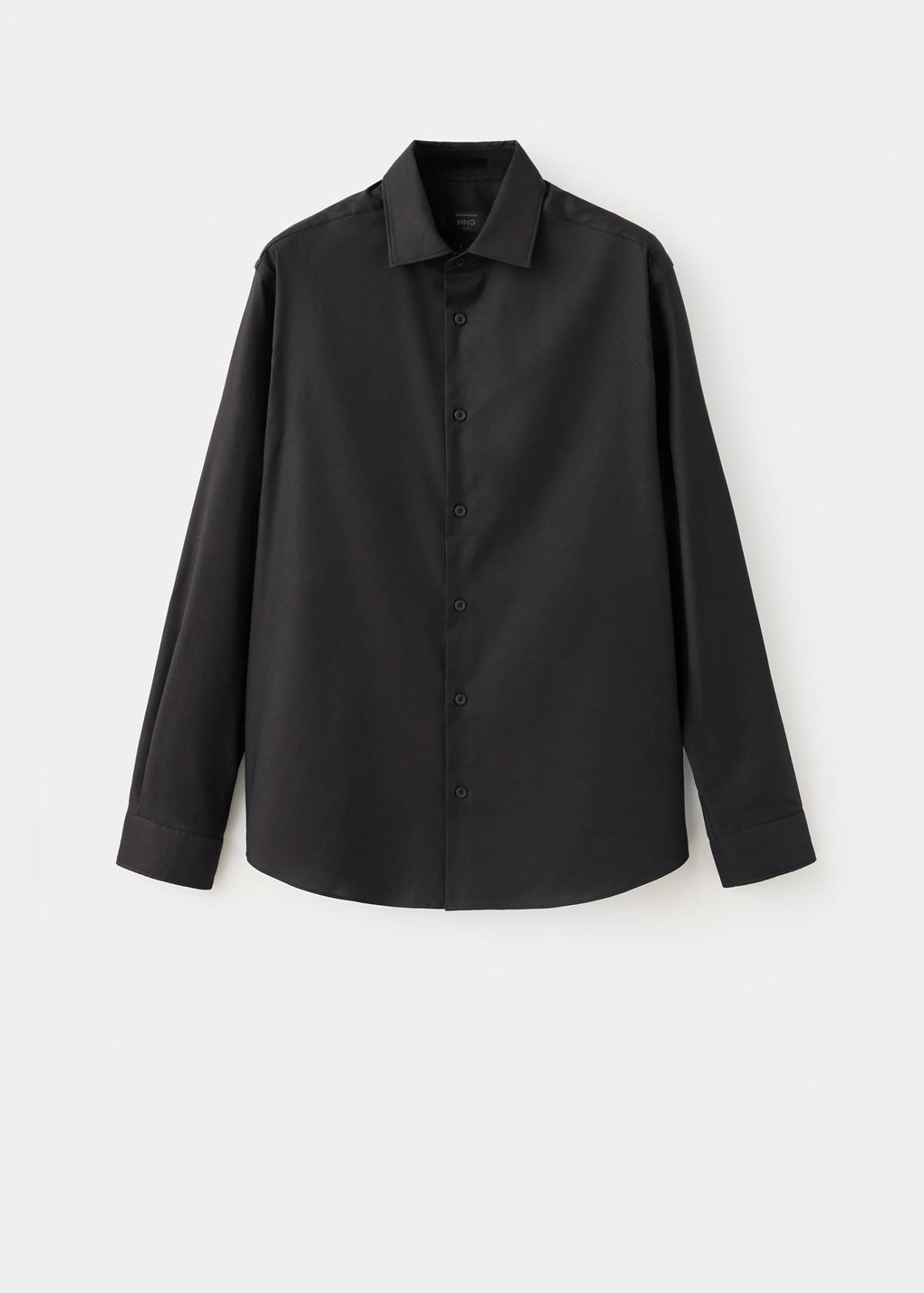 Slim fit comfort stretch non-iron cotton shirt — Black