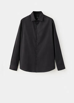 Slim fit comfort stretch non-iron cotton shirt — Black 7